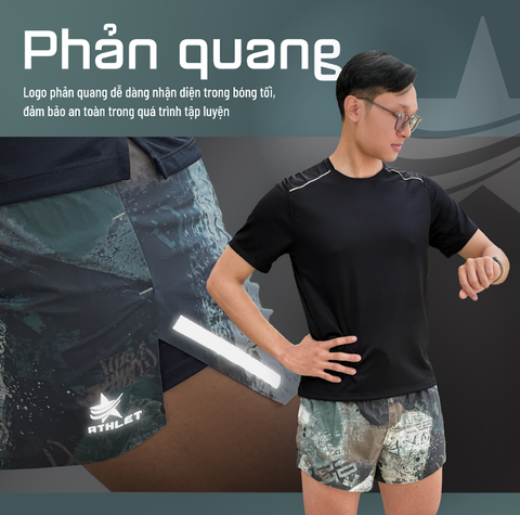  Quần Short Chạy Bộ Athlet ATQ411 Đa Năng , Có Đai Belt - Trắng Khói 