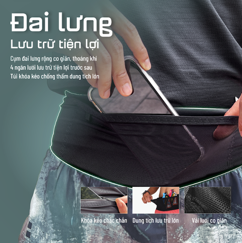  Quần Short Chạy Bộ Athlet ATQ411 Đa Năng , Có Đai Belt - Trắng Khói 