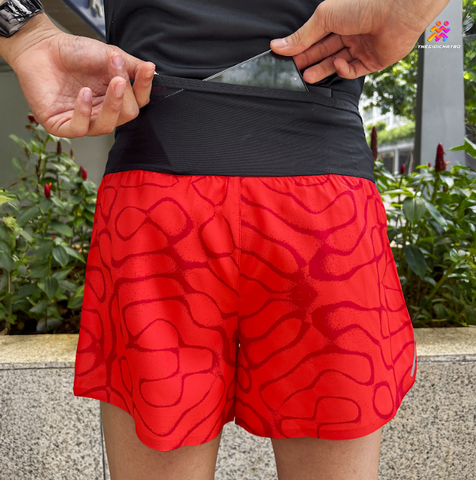  Quần Short Chạy Bộ Athlet ATQ410 Đa Năng , Có Đai Belt - Đỏ Vân Tròn 