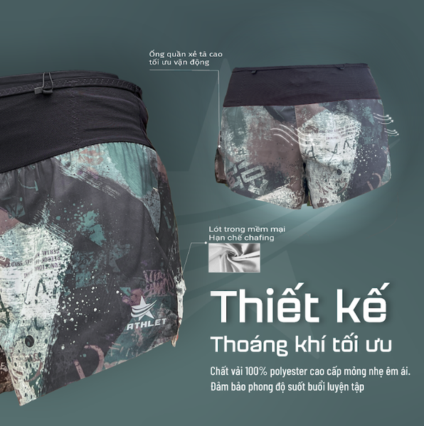 Quần Short Chạy Bộ Athlet ATQ411 Đa Năng , Có Đai Belt - Trắng Khói