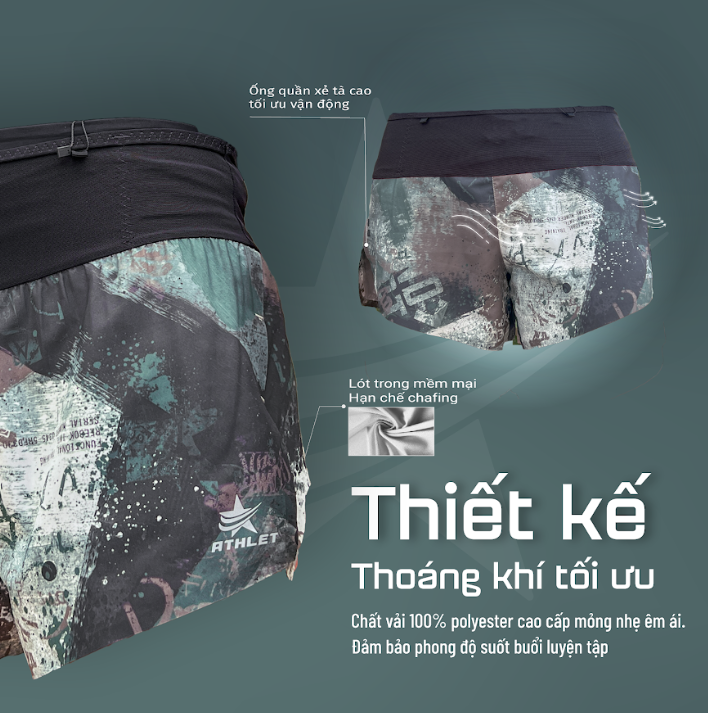 Quần Short Chạy Bộ Athlet ATQ411 Đa Năng , Có Đai Belt - Trắng Khói