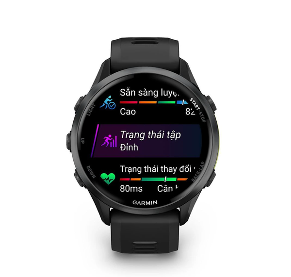 Đồng Hồ Thể Thao Garmin Forerunner 970 – Carbon Gray DLC Titanium, Black/Translucent Whitestone Band