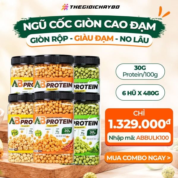  Combo 6 Hũ Ngũ Cốc Giòn Cao Đạm AB 480g – Mix Vị 