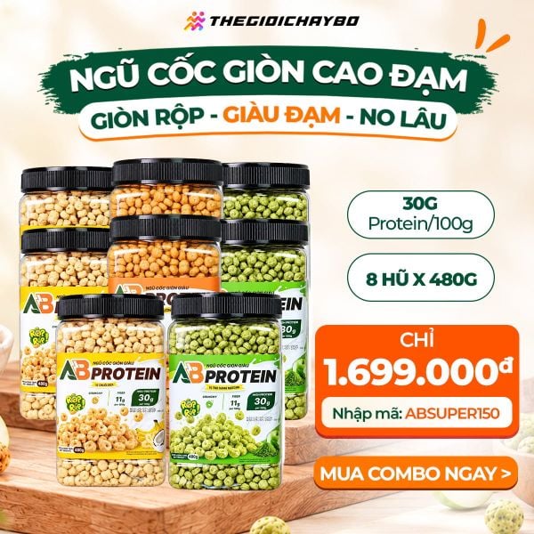  Combo 8 Hũ Ngũ Cốc Giòn Cao Đạm AB 480g – Mix Vị 