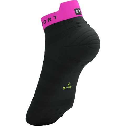 Tất Chạy Bộ Compressport Pro Racing Socks V4.0 Ultralight Run Low - Black/Safe Yellow/Neo Pink 
