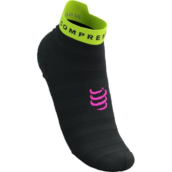  Tất Chạy Bộ Compressport Pro Racing Socks V4.0 Ultralight Run Low - Black/Safe Yellow/Neo Pink 