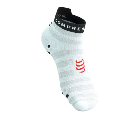  Tất Chạy Bộ Compressport Pro Racing Socks V4.0 Ultralight Run Low - White/Fluo Red/Black 