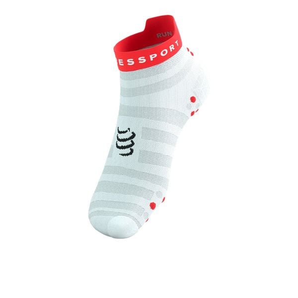  Tất Chạy Bộ Compressport Pro Racing Socks V4.0 Ultralight Run Low - White/Fluo Red/Black 