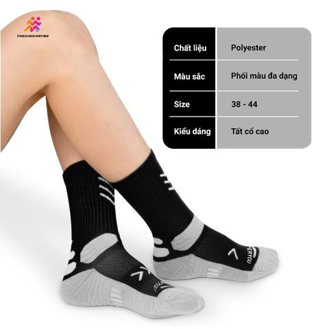  Tất/Vớ Cổ Dài Upper You Light Cushion SPM4002 - Đen/Xám 