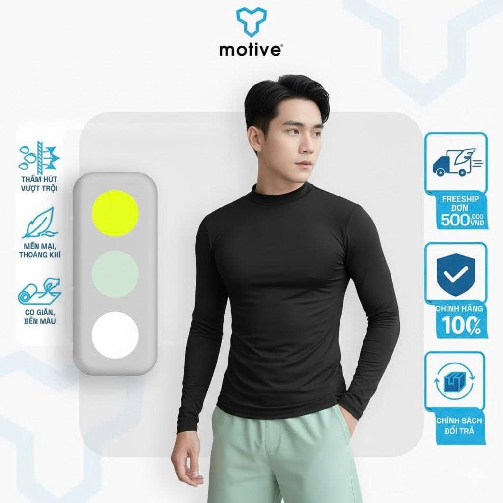  Áo Giữ Nhiệt Nam Motive LSM101 - Black 