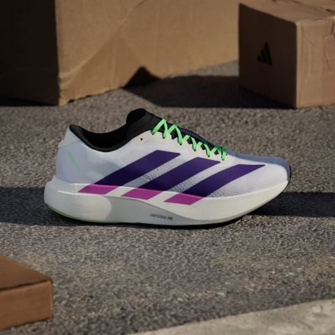  Giày Chạy Bộ Nam ADIDAS Adizero Evo SL - Ftwr White/ Collegiate Purple/ Lime Burst 