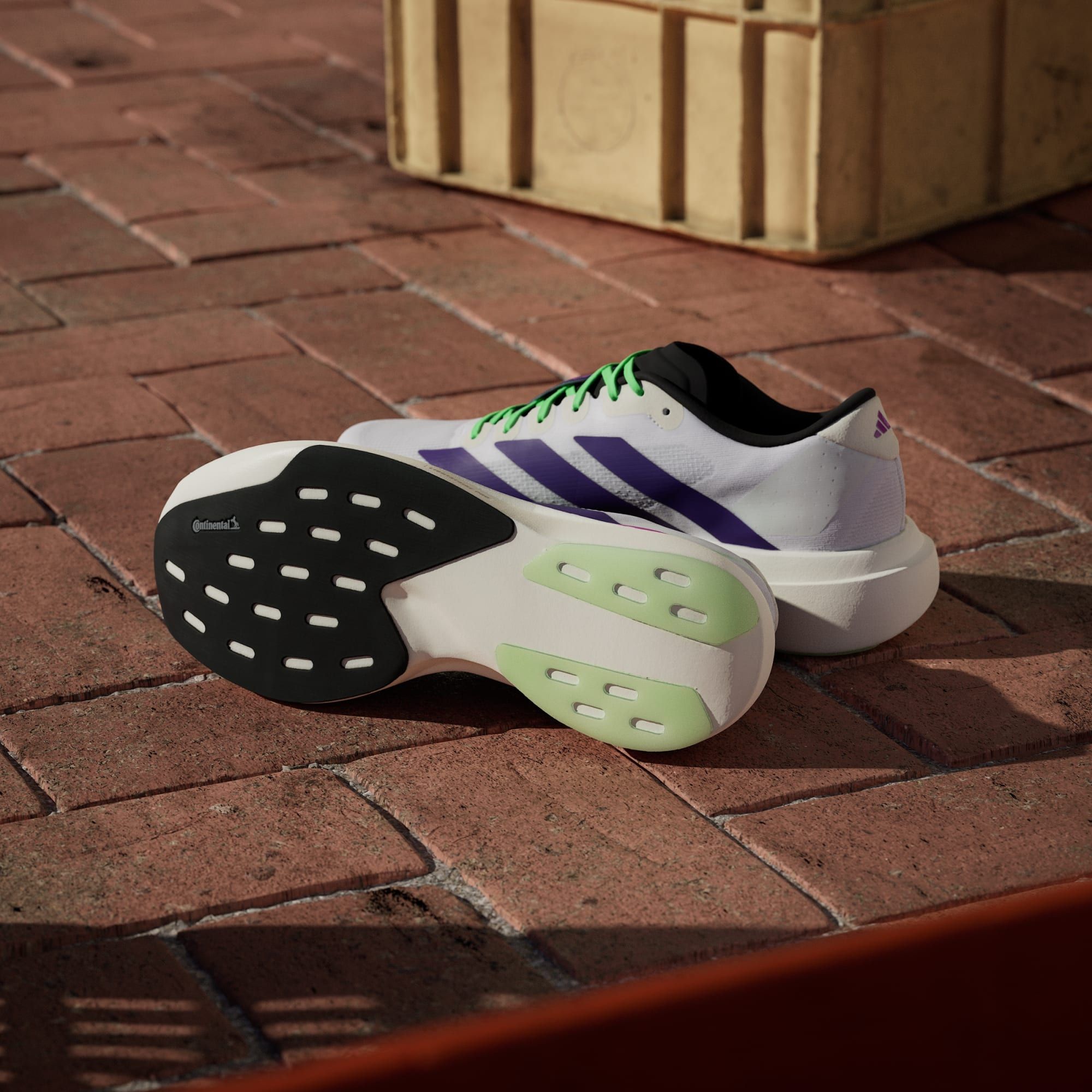  Giày Chạy Bộ Nam ADIDAS Adizero Evo SL - Ftwr White/ Collegiate Purple/ Lime Burst 