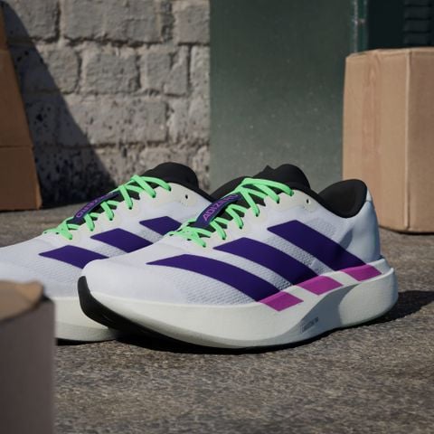  Giày Chạy Bộ Nam ADIDAS Adizero Evo SL - Ftwr White/ Collegiate Purple/ Lime Burst 