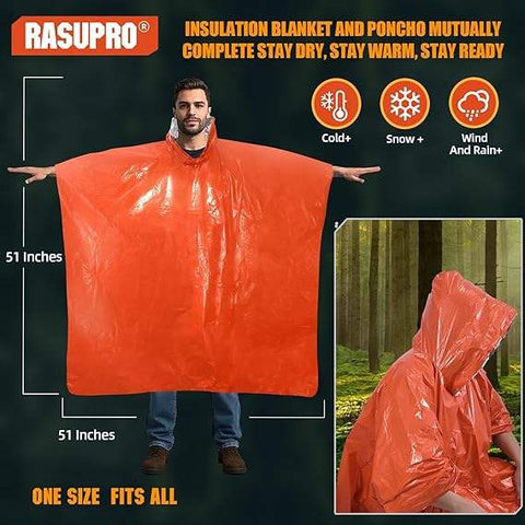  Áo Giữ Nhiệt Cứu Sinh Khẩn Cấp Poncho - Cam 