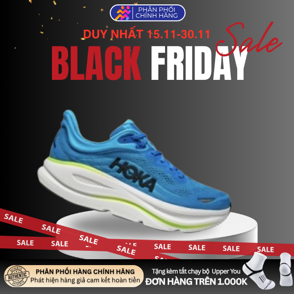  Giày Chạy Bộ Nam Hoka Bondi 9 Wide Road - Skyward Blue / Hoka Blue 