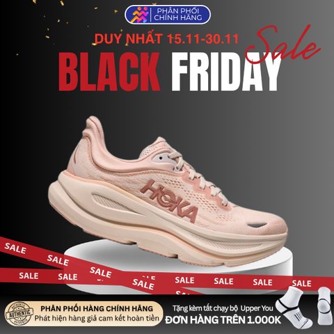  Giày Chạy Bộ Nữ Hoka Bondi 9 Road - Rose Latte / Rose Cream 