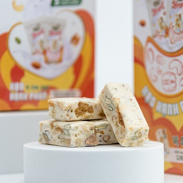 Kẹo Hạnh Phúc (Nougat) Faminuts Hộp giấy 128g - Vị Sữa Hạt 