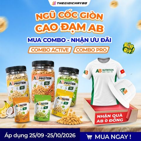  Combo Pro Ngũ Cốc Giòn Cao Đạm AB Protein 8 hũ x 260g – Mix 3 Vị + Tặng Nón AB 