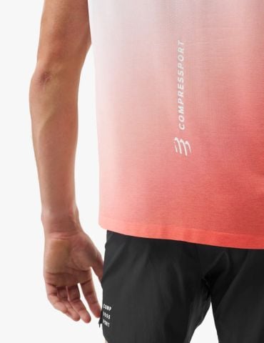  Áo chạy bộ Nam Compressport Performance Singlet - Fluo Red/White 
