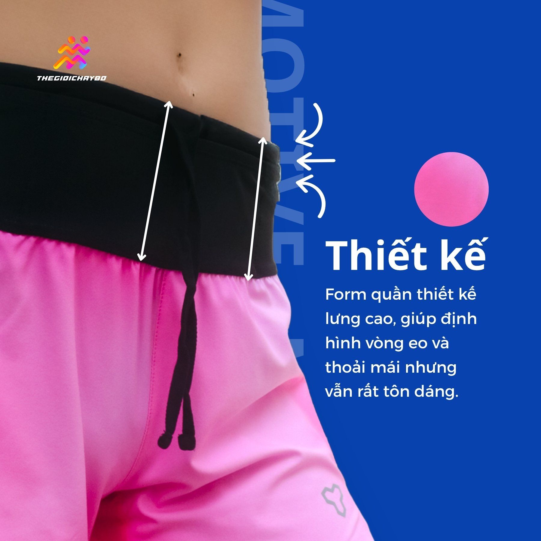  Quần Chạy Bộ Nữ Motive SM201 Có Đai Belt - Hồng Neon 