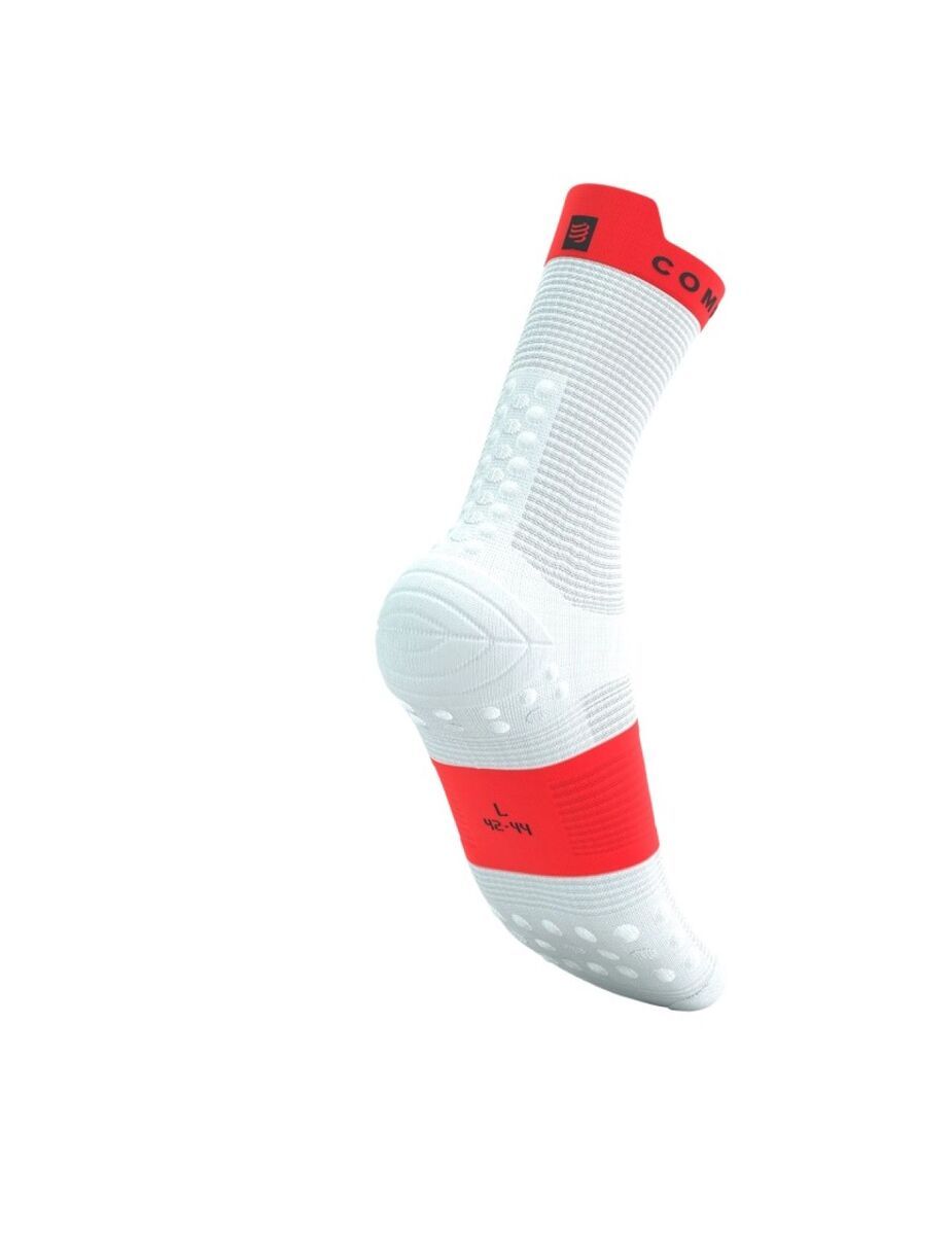 Tất Chạy Bộ Compressport Pro Racing Socks V4.0 Run High - White/Fluo Red 