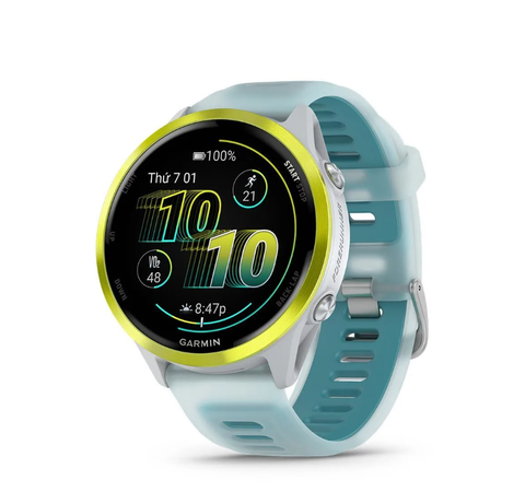  Đồng Hồ Thông Minh Garmin Forerunner 570, 47MM WiFi GPS - Amp Yellow Aluminum with Translucent Whitestone/Turquoise Band 