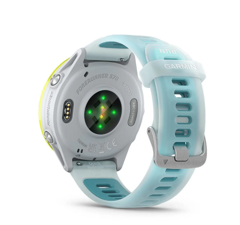  Đồng Hồ Thông Minh Garmin Forerunner 570, 47MM WiFi GPS - Amp Yellow Aluminum with Translucent Whitestone/Turquoise Band 