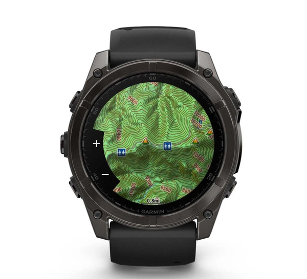  Đồng Hồ GPS Garmin Fenix 8 – 51 mm, AMOLED - Sapphire, Carbon Gray DLC Titanium with Black/Pebble Gray Silicone Band 
