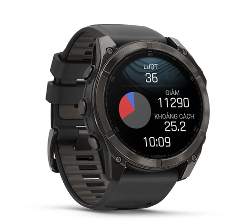  Đồng Hồ GPS Garmin Fenix 8 – 51 mm, AMOLED - Sapphire, Carbon Gray DLC Titanium with Black/Pebble Gray Silicone Band 