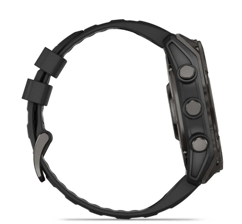  Đồng Hồ GPS Garmin Fenix 8 – 51 mm, AMOLED - Sapphire, Carbon Gray DLC Titanium with Black/Pebble Gray Silicone Band 