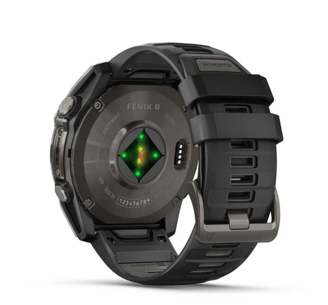  Đồng Hồ GPS Garmin Fenix 8 – 51 mm, AMOLED - Sapphire, Carbon Gray DLC Titanium with Black/Pebble Gray Silicone Band 
