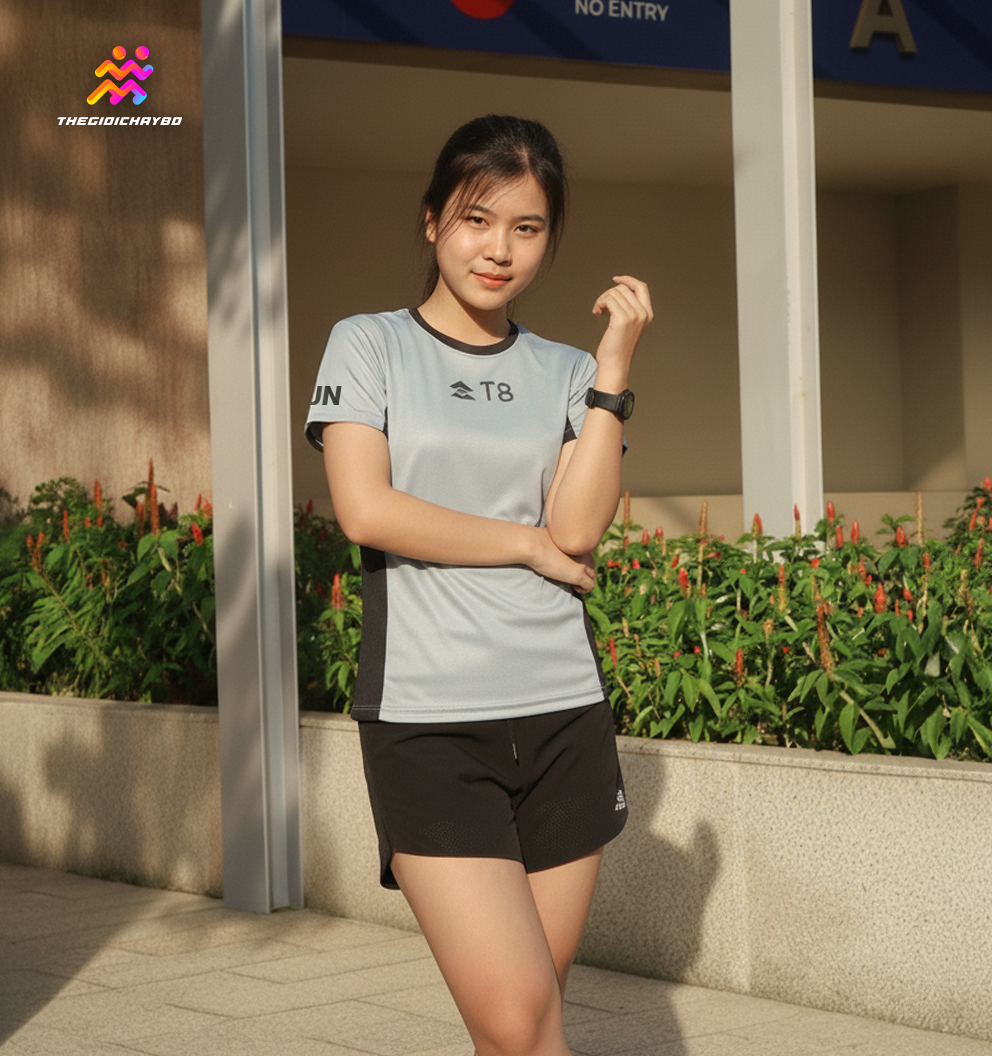  Áo Chạy Bộ Nữ T8 Women Iced Tee - Silver Blue 