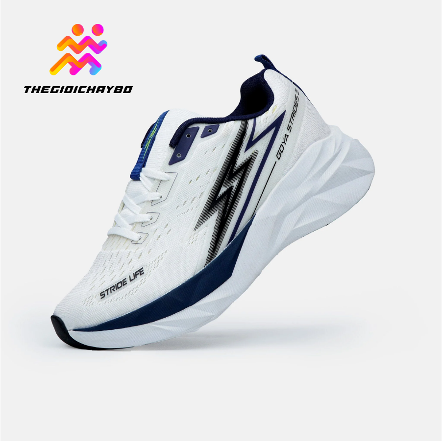  Giày Chạy Bộ Goya Strides 3 - Màu Trắng Kem 