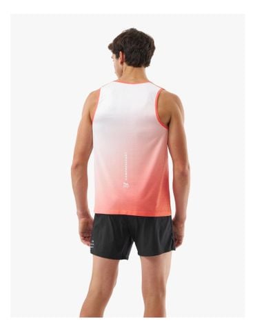  Áo chạy bộ Nam Compressport Performance Singlet - Fluo Red/White 