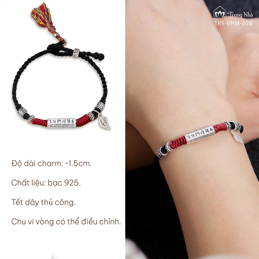 Vòng tết dây trụ Om mani padme hum ( TRS VHM 028 )