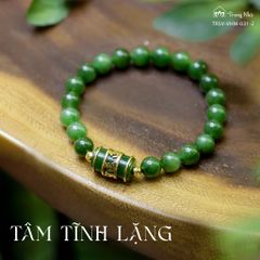 Vòng Ngọc bích mix Lu bọc vàng khắc chủng tự Om ( TRSV VHM 031 )