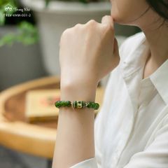 Vòng Ngọc bích mix Lu bọc vàng khắc chủng tự Om ( TRSV VHM 031 )
