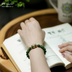 Vòng Ngọc bích mix Lu bọc vàng khắc chủng tự Om ( TRSV VHM 031 )