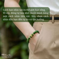 Vòng Ngọc bích mix Lu bọc vàng khắc chủng tự Om ( TRSV VHM 031 )