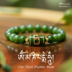 Vòng Ngọc bích mix Lu bọc vàng khắc chủng tự Om ( TRSV VHM 031 )