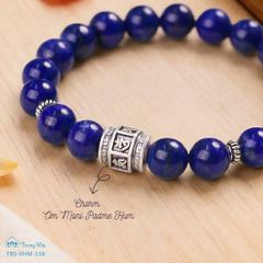 Vòng đá Lapis mix charm Om mani padme hum - xh1