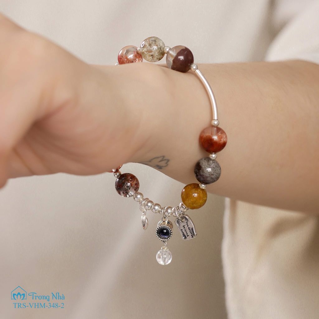 Vòng Thạch anh ưu linh mix charm Bình An bạc