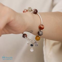 Vòng Thạch anh ưu linh mix charm Bình An bạc