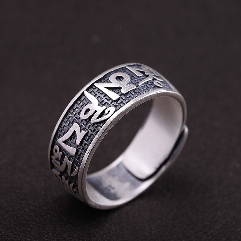 Nhẫn bạc khắc chú Om mani padme hum ( TRS NHAN 054 )
