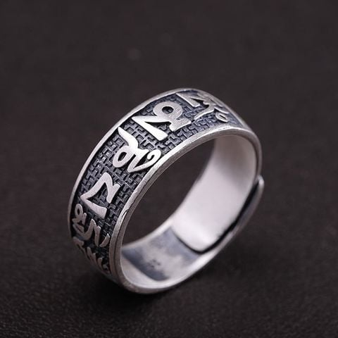 Nhẫn bạc khắc chú Om mani padme hum ( TRS NHAN 054 )
