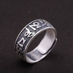 Nhẫn bạc khắc chú Om mani padme hum ( TRS NHAN 054 )