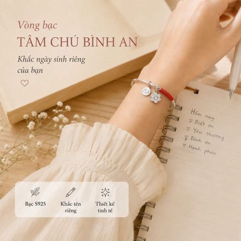 Vòng bạc Om mani padme hum khắc tên riêng ( TRS VONG 019 )