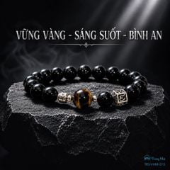 Vòng tourmaline đen mix Om mani padme hum