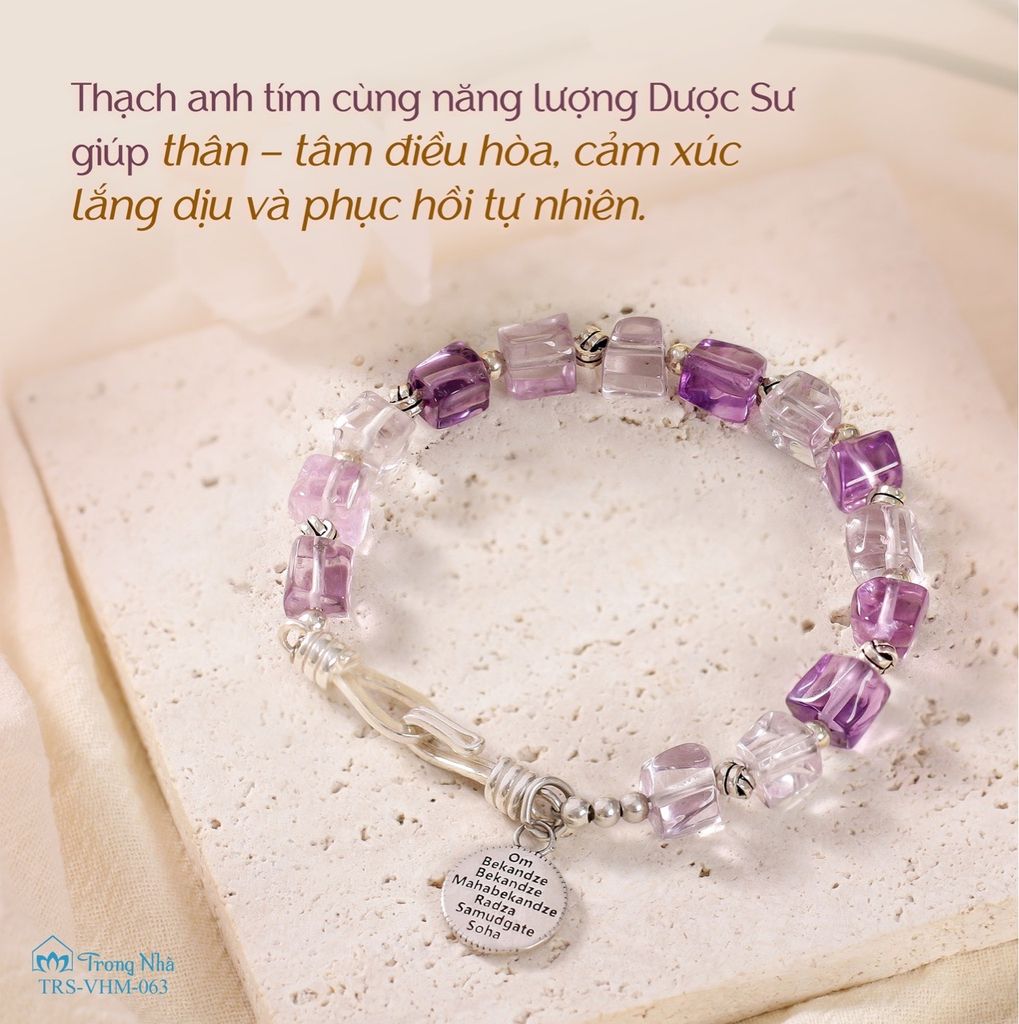 Vòng thạch anh tím charm dược sư ( TRS VHM 051 )