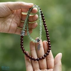 Vòng cuốn 3 tử đàn và ngọc hoà điền ( TRS VHM 511 )
